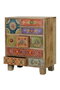 GINER Y COLOMER Table téléphonique 9 tiroirs en bois de mango peint à la main multicolore - 63 cm H x 52 cm L x 30 cm P